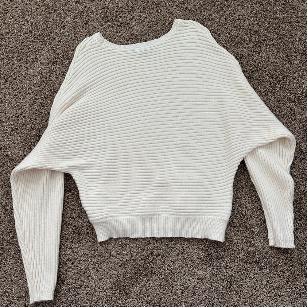 Express Women's Ivory Ribbed Sweater - Picture 5 of 6